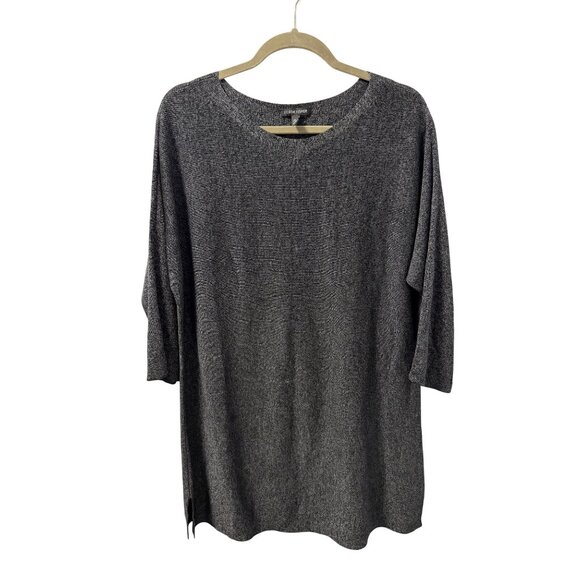 Eileen Fisher Grey Tunic Sweater Sz M Tencel & Merino Wool Sweater - Picture 1 of 12